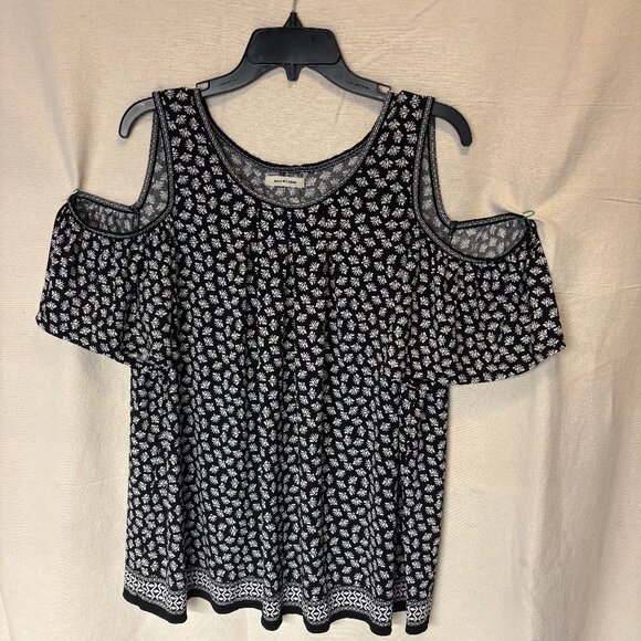 Max Studio Cold Shoulder Floral Cottagecore Shirt - Picture 1 of 2